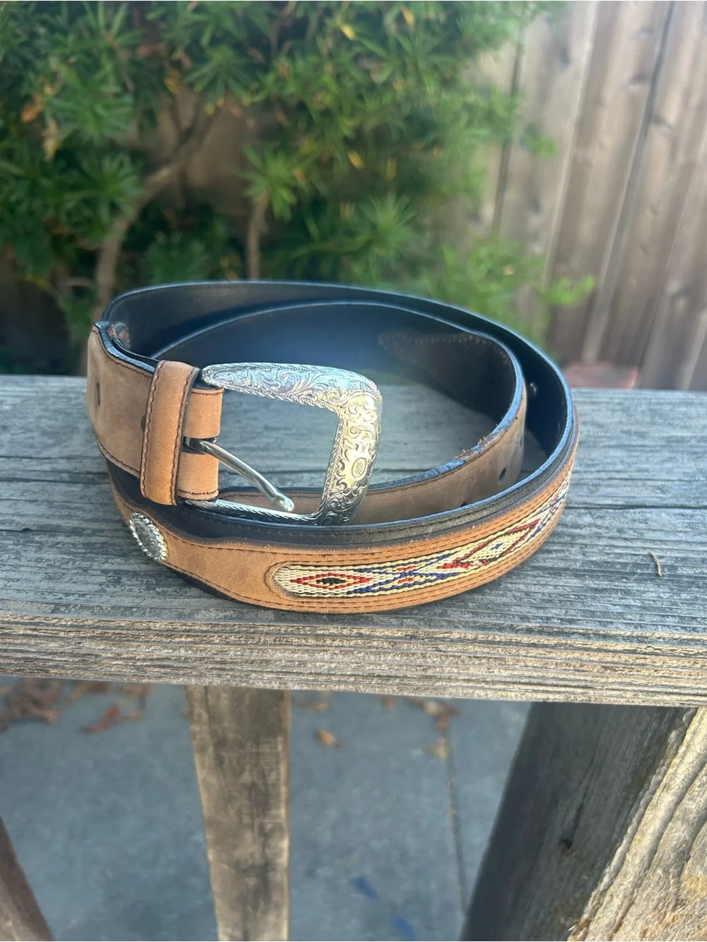 Men’s Nocona Southwest Inlay leather belt, 40